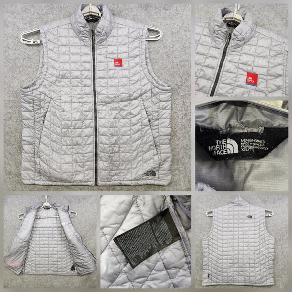 The North Face Vest Mens 2XL Gray ThermoBall Eco Quilted Full Zip L&W Supply - Picture 1 of 12